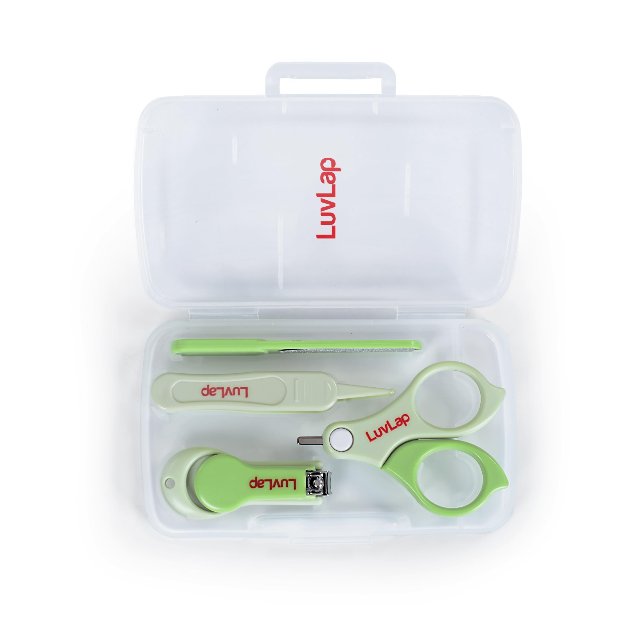 LuvLap Baby 4in1 Nail Grooming Set – Scissor, Clipper, Tweezer & Filer, Green-image-13