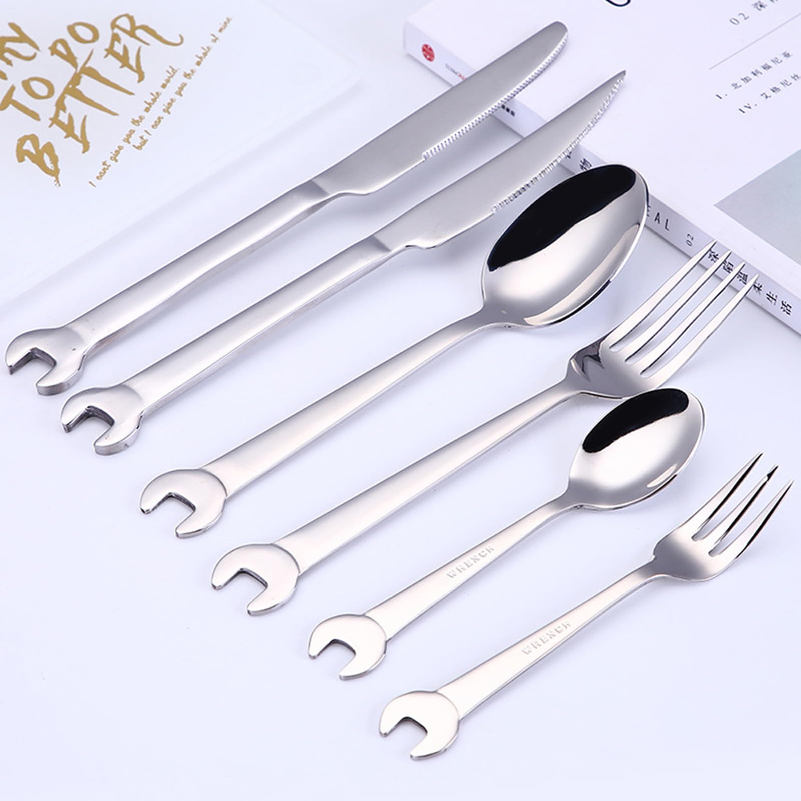 Besteckset Besteck Setaus Edelstahl, Schraubenschlüsselgriff Klassisch Langlebig, Steakmesser, Gabel, Löffel Für Zuhause, Hotel, Restaurant, Party (36pcs)