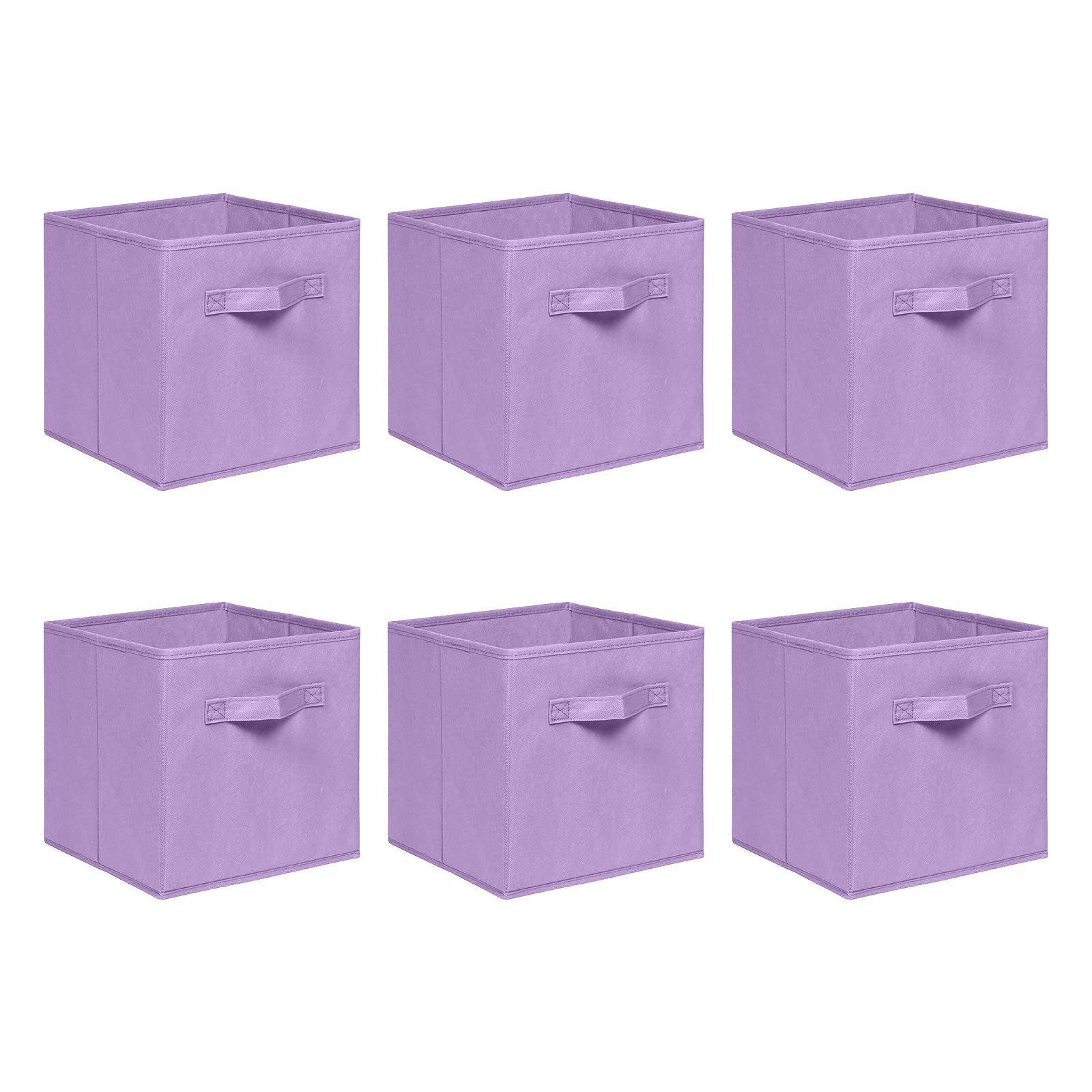 NICEME Foldable Cube Storage Unit Boxes, Non-Woven Fabric Storage Boxes Set, Clothes Drawers for Shelves, 26.5x26.5x28 cm (Light Purple, Set of 6)