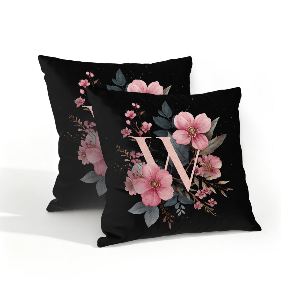 Outdoor Pillow Covers Waterproof Pillowcases 16x16in Set of 2 Boho Flower Alphabet W Decorative Throw Cushion Case for Couch Sofa Garden Patio Furniture