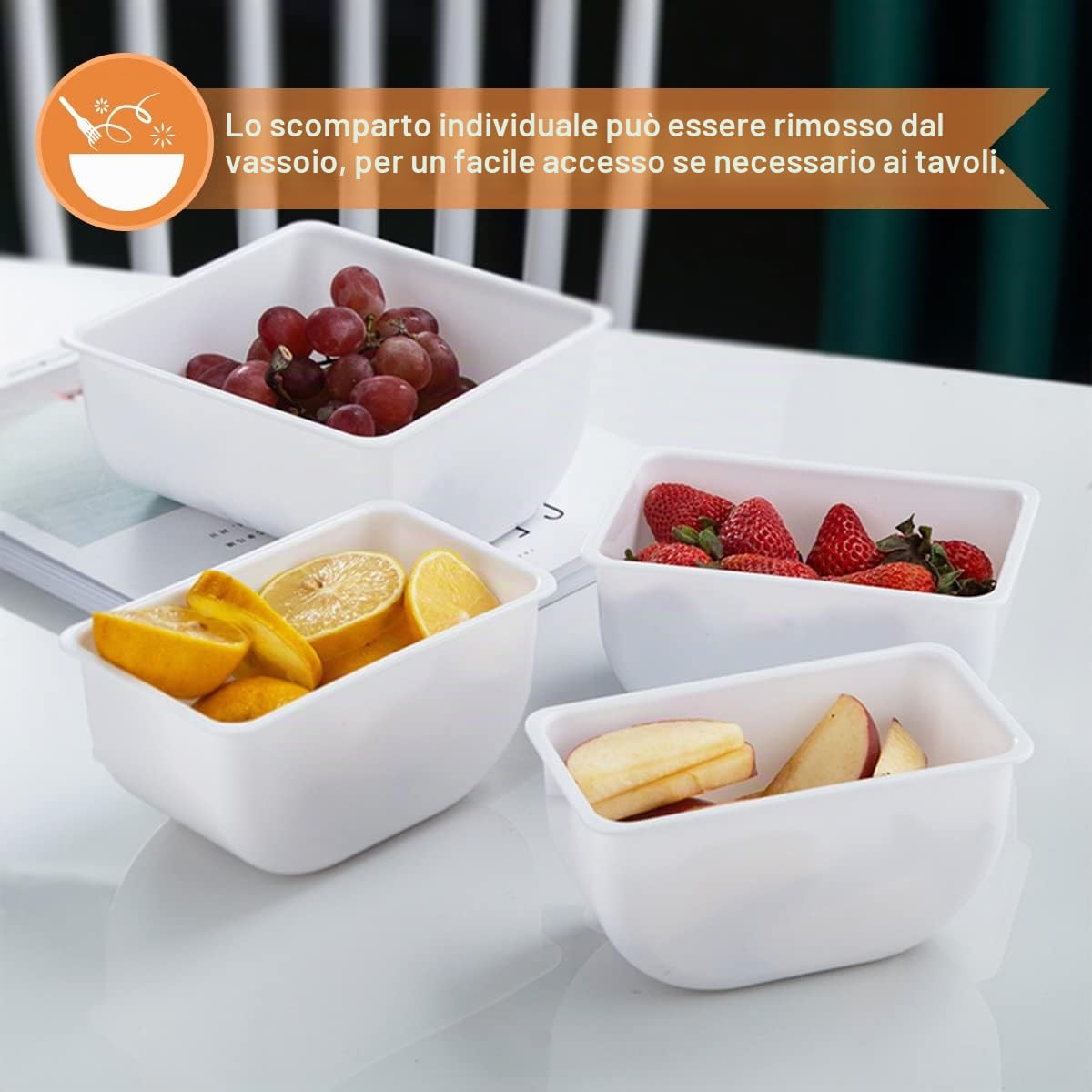 Scatola Per Condimenti Con Coperchio, Dispensatore Di Condimenti A 6 Scomparti, Vassoio Per Frutta Contorno E Condimento Porta Ingredienti Da Cucina, L