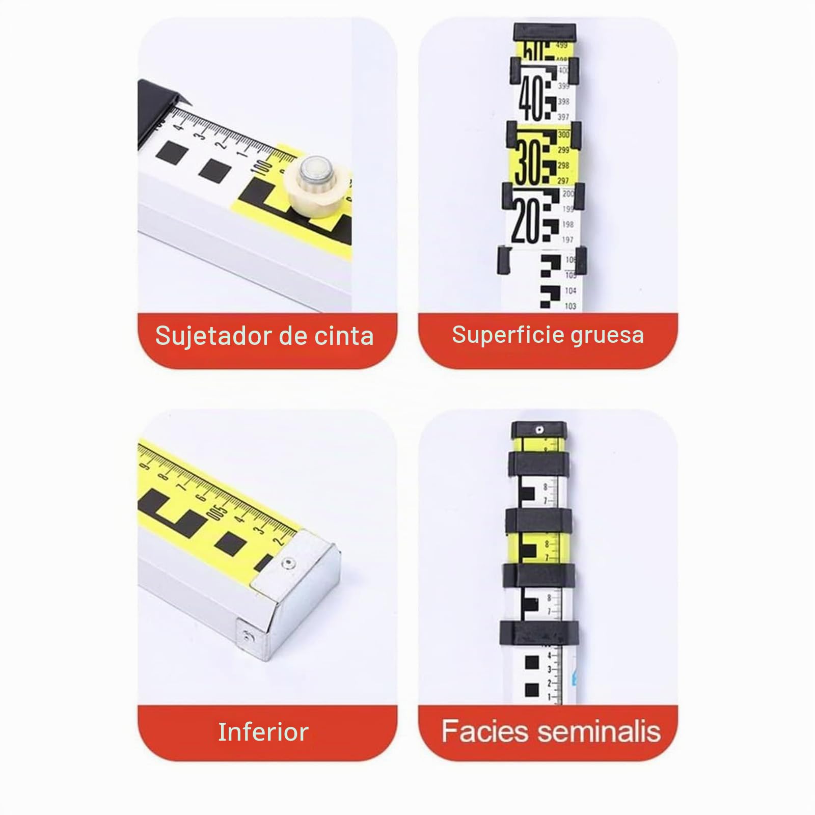 Regla telescópica de doble cara de aleación de aluminio de 5 m con botones de bloqueo