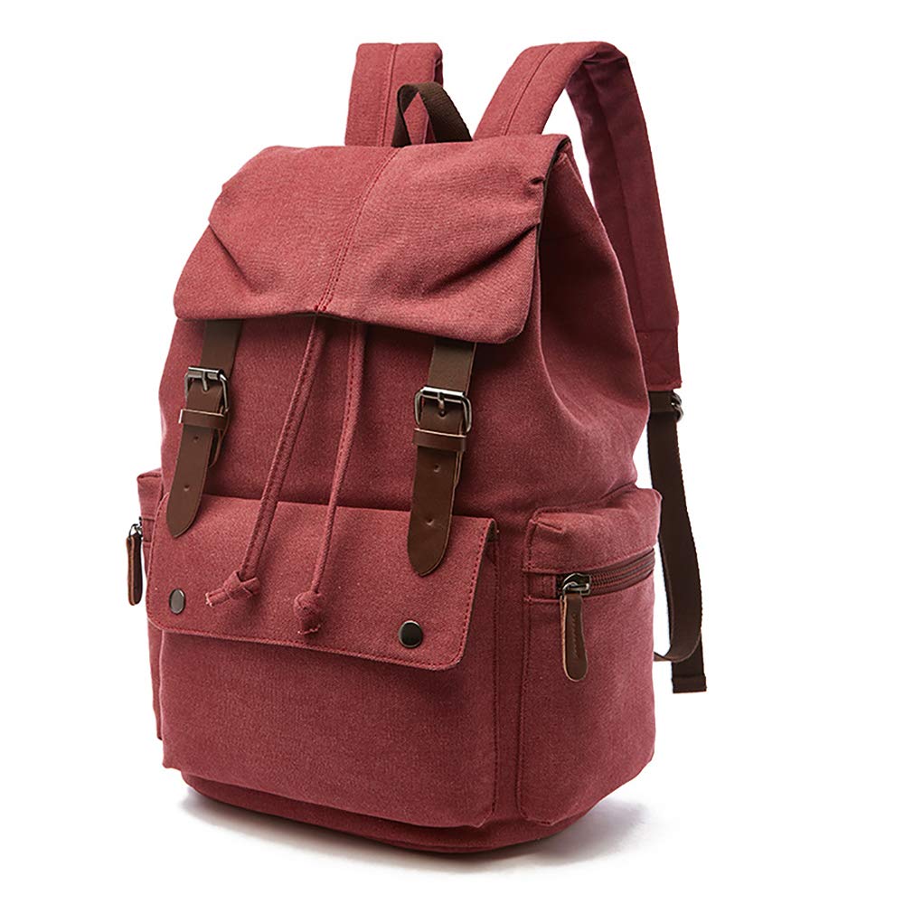 Rufun Mochila de lona vintage para portátil, mochila de día para senderismo, viajes, gran capacidad, unisex