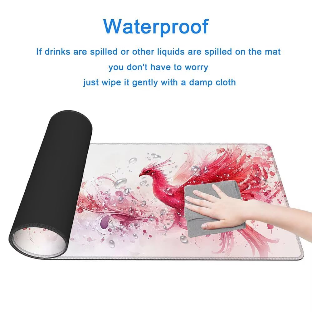 Tappetino Mouse XXL 1200 x 600 mm, Grande Tappetino per Mouse Animale, Mousepad Fenice Impermeabile e Antiscivolo per Accessori Scrivania, Gaming Mousepad XXL da Gioco per PC, Gaming, Ufficio, I-07