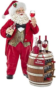 Kurt S. Adler 10.5-Inch Fabriché Wine Tasting Santa, 2 Piece Set