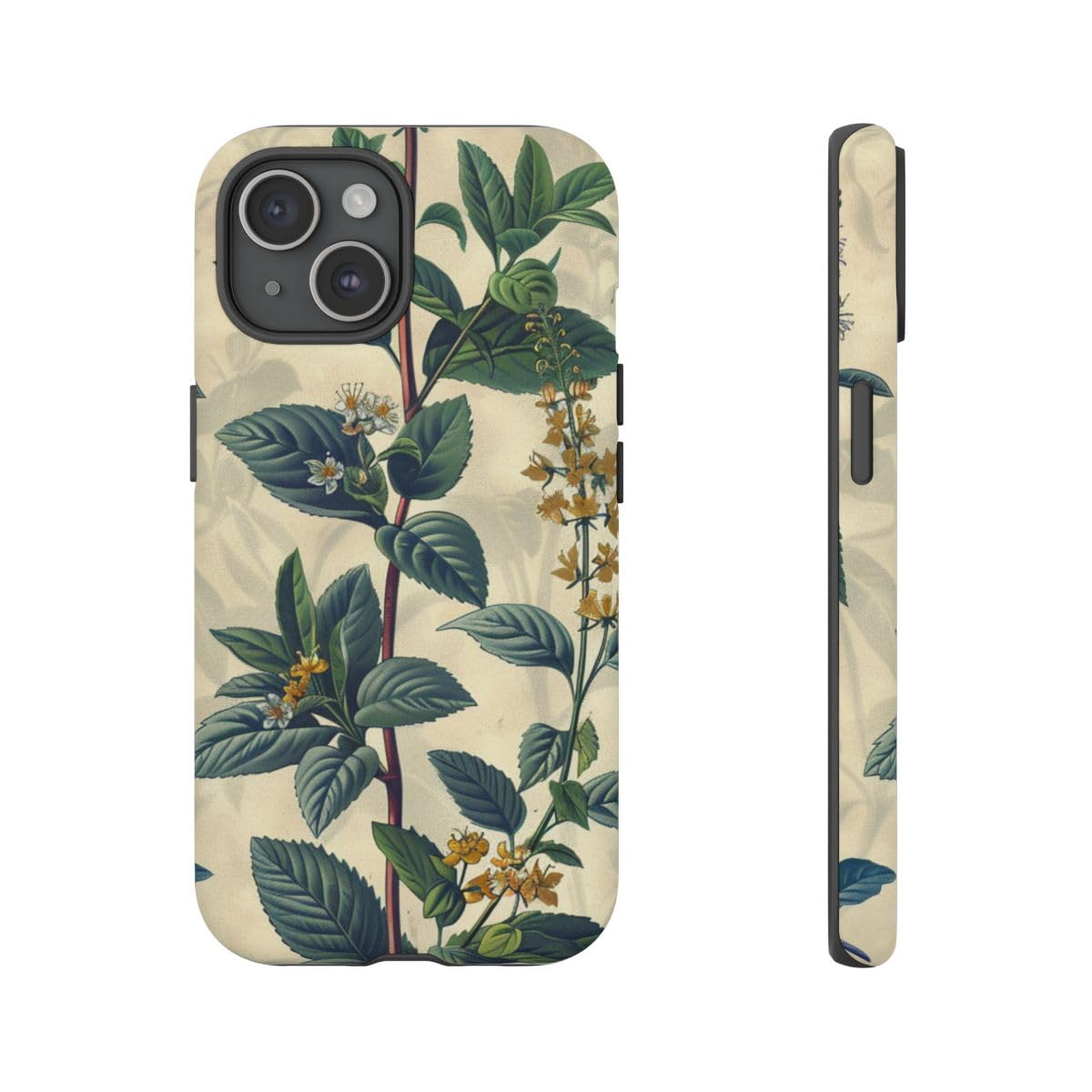 Coque herbes botaniques vintage rigide mate iPhone 15 protection fleurs - 4