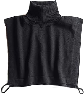 Winter Wool Knitted Unisex Turtleneck Black Red Grey Khaki False Collar (BLACK)