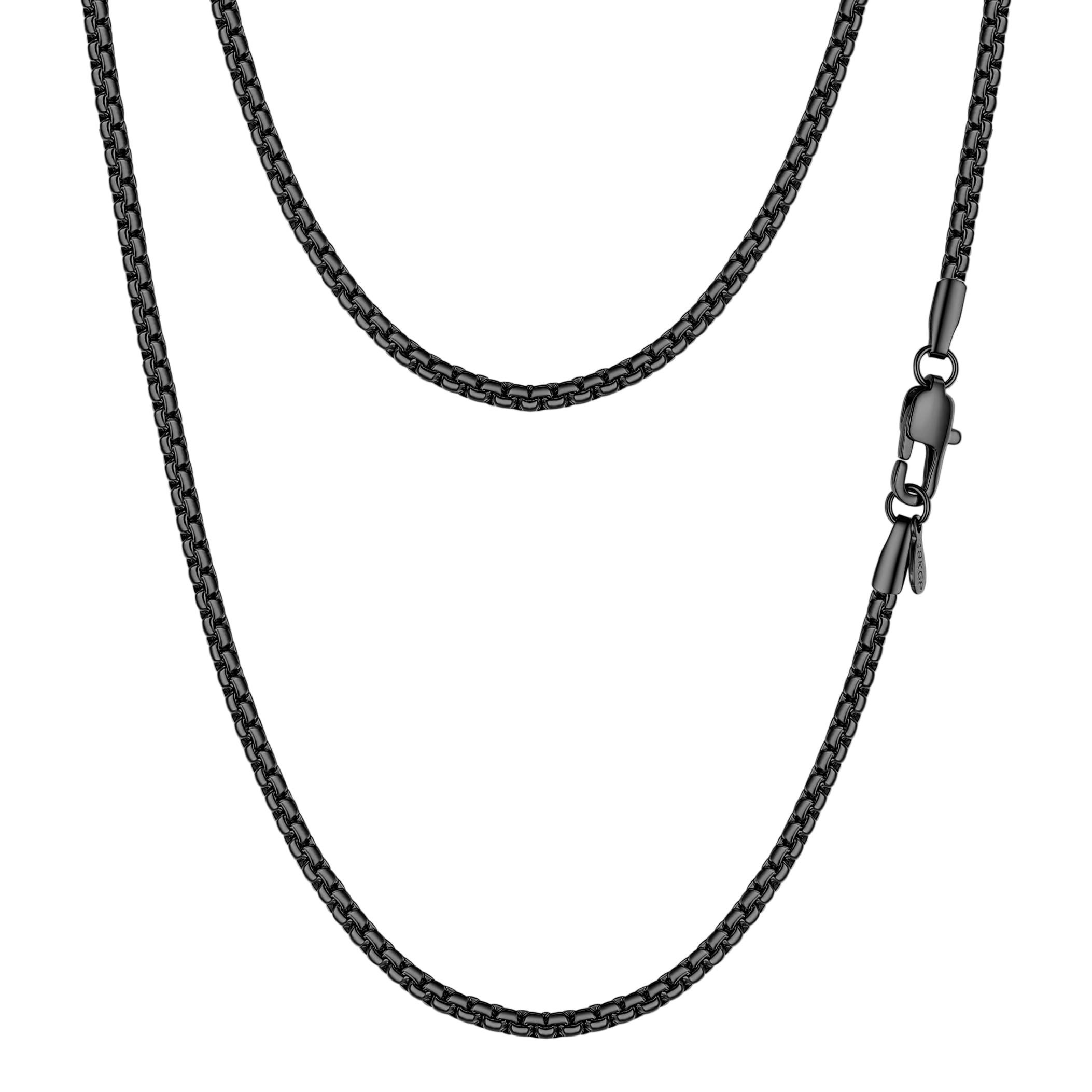 PROSTEEL Stainless Steel Flat Box Link Chain Necklace for Men