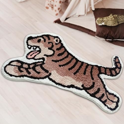 Cute Tiger Rug for Kids Room, 20x41in Soft Animal Bath Mat - Non - Slip Carpet for Bedroom & Bathroom Fun Cartoon Decor for Boys & Girls