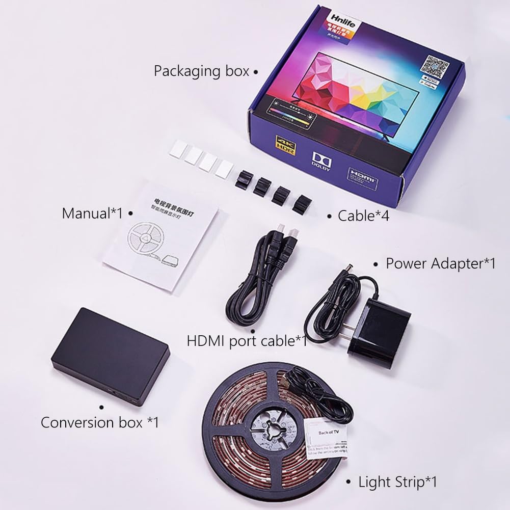 Światła do telewizora, światła LED do telewizora wielokolorowy RGB TV ten sam ekran listwa świetlna, taśma świetlna otoczenia, HDMI HD gra film dźwięk i światło synchroniczny pasek świetlny,