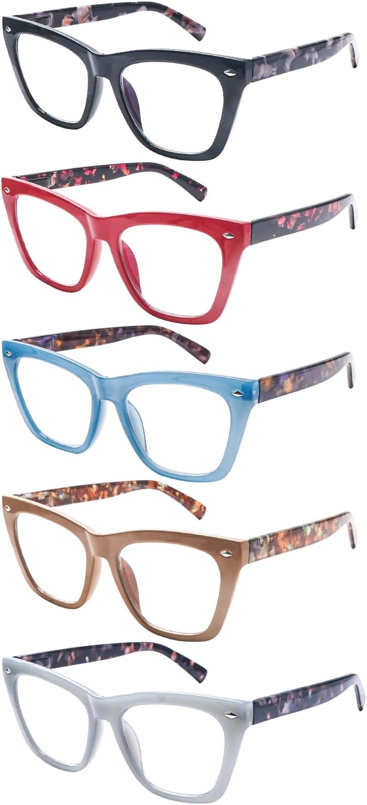 Ronecool5 Pack Reading Glasses For Women Blue Light Blocking Spring Hinge Frame Computer Readers