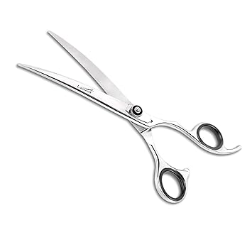 Laazar Professional 7.5 inch Straight Shears for Dogs and Cats Leather case Included | Adjustable Pet Grooming Scissors | Hand-Forged 440C Japanese Stainless Steel | Groomers Tool for Men and Woman