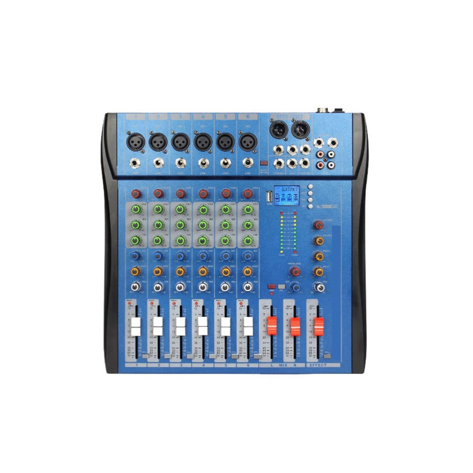 DJ-Audiomixer Dj Controller Mixer Mixing Meter Card Professioneller PC Digital Console Interface Console Professionelle Ausrüstung 6 Kanäle