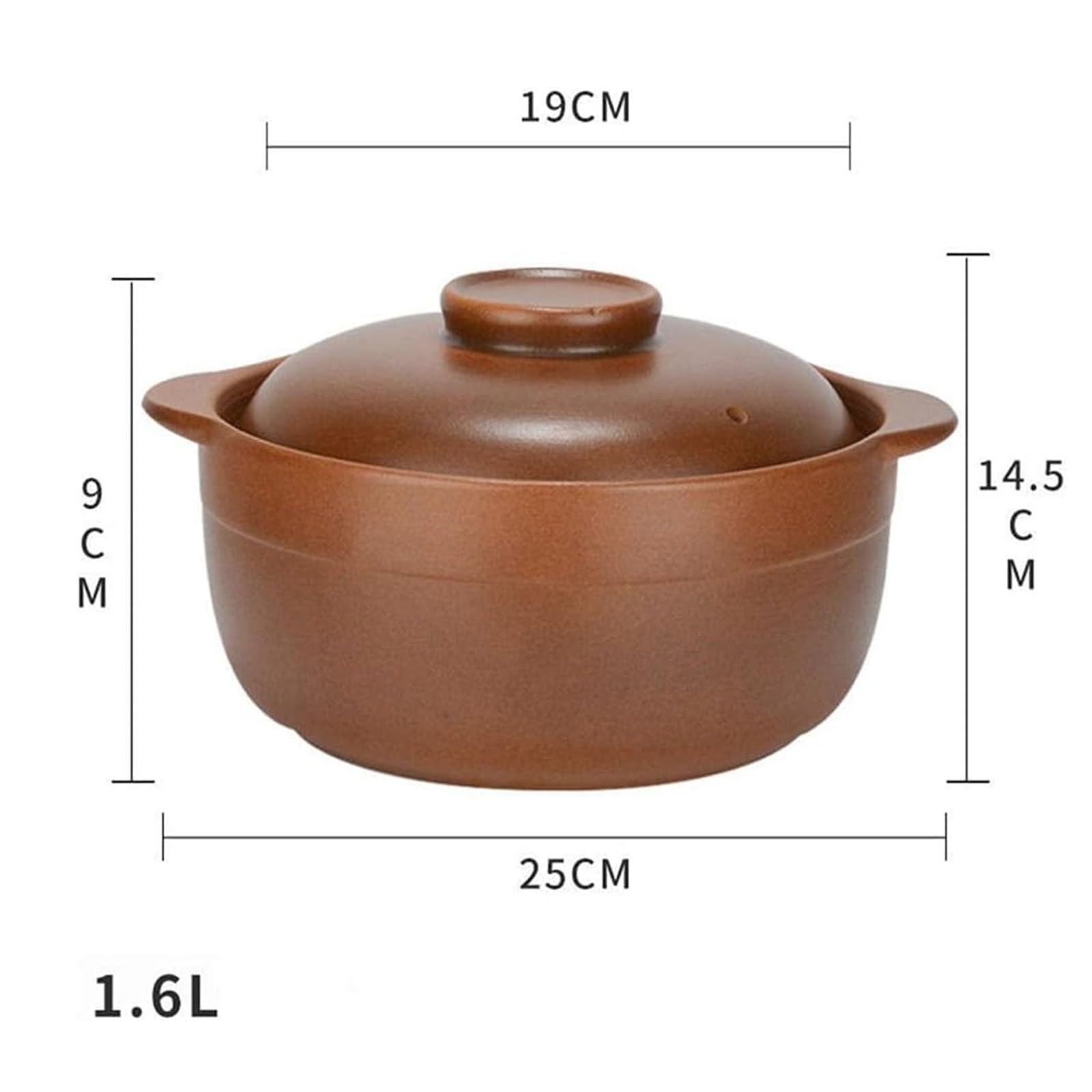 Casseruola in Terracotta con Coperchio - Casseruola in Terracotta Antica, Ideale for Cucinare sul Fuoco Aperto - Casseruola in Ceramica, pentola di Terracotta(2.5L 21.5 * 10CM)