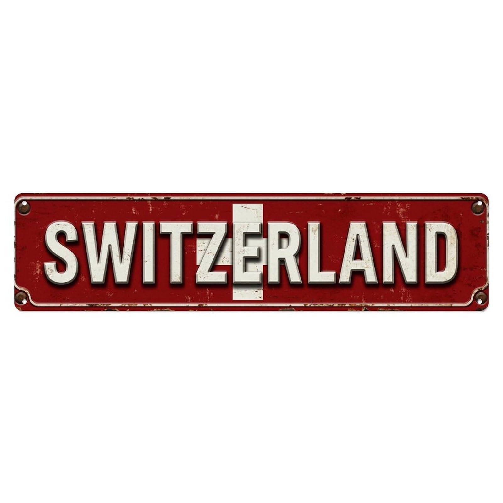 Vintage Switzerland Flag Pattern Metal Tin Sign