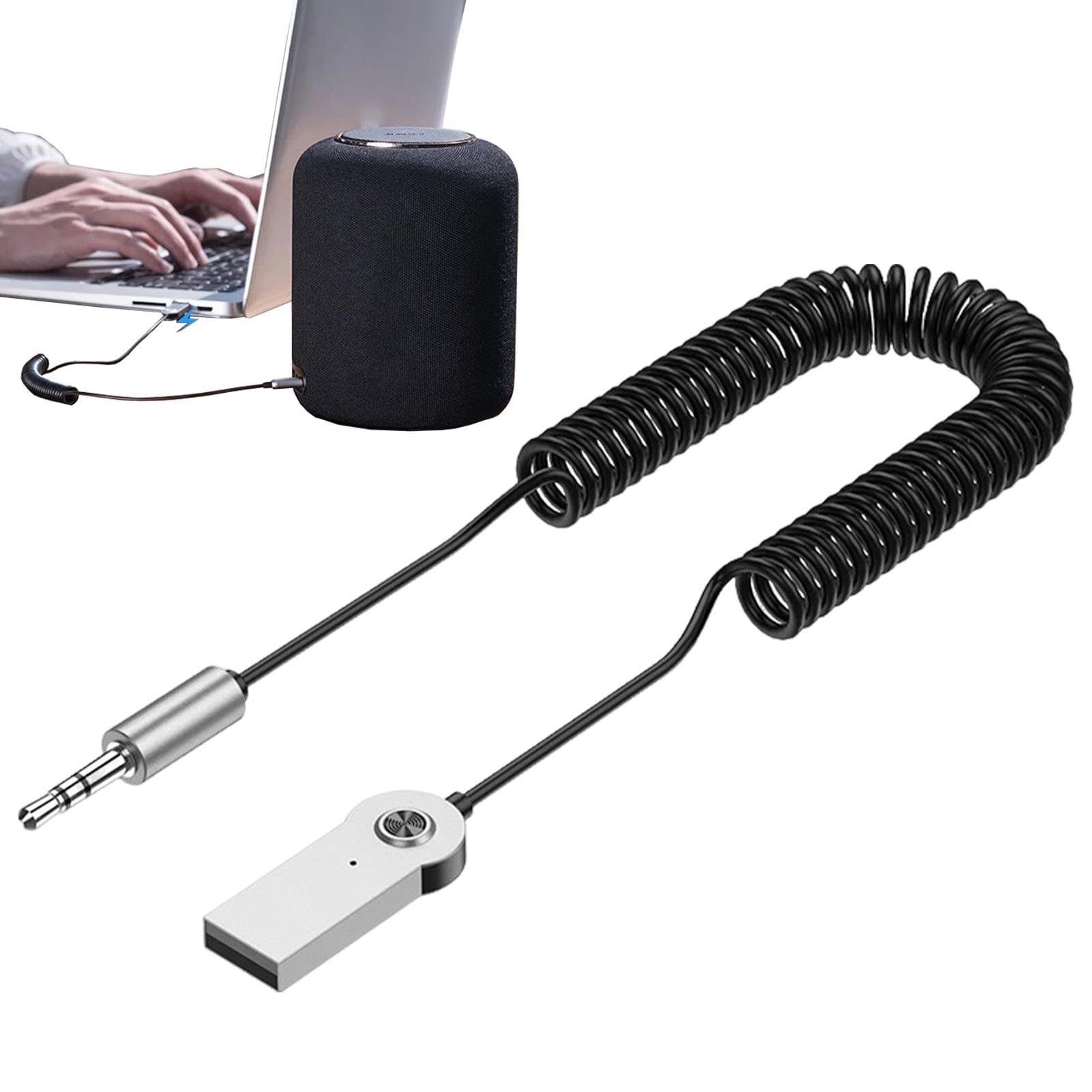 Wireless Aux Adapter - Built in Microphone Aux Car Adapter, Stereo Sound Aux Adapter | Car Wireless Audio Receiver, Sophisticated Design Wireless Adapter to 3.5mm Jack for Music and Hands Calling