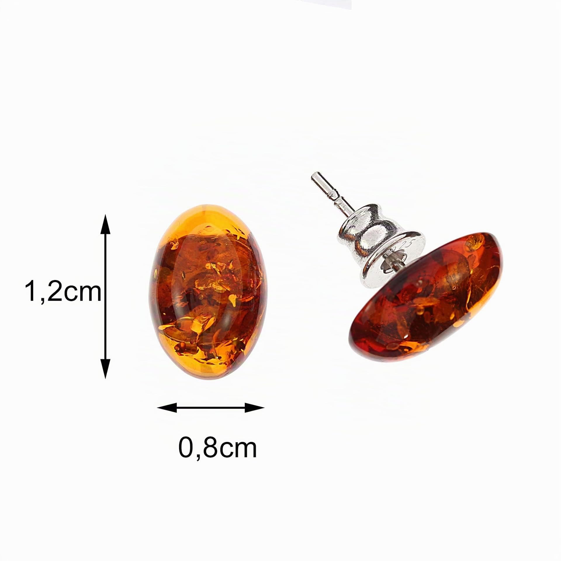 Orecchini in ambra di Artisana, eleganti orecchini ovali in ambra e argento sterling 925/000 rodiato