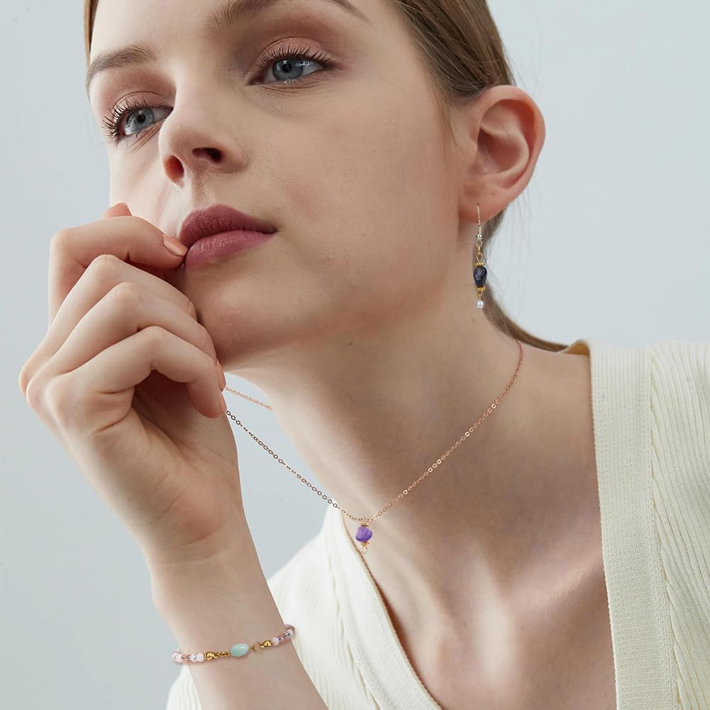 SUPERFINDINGS Gemstone Chip Quartz Crystal Charms Colorful Link Connector Charm for Necklace Keychain Jewelry Making
