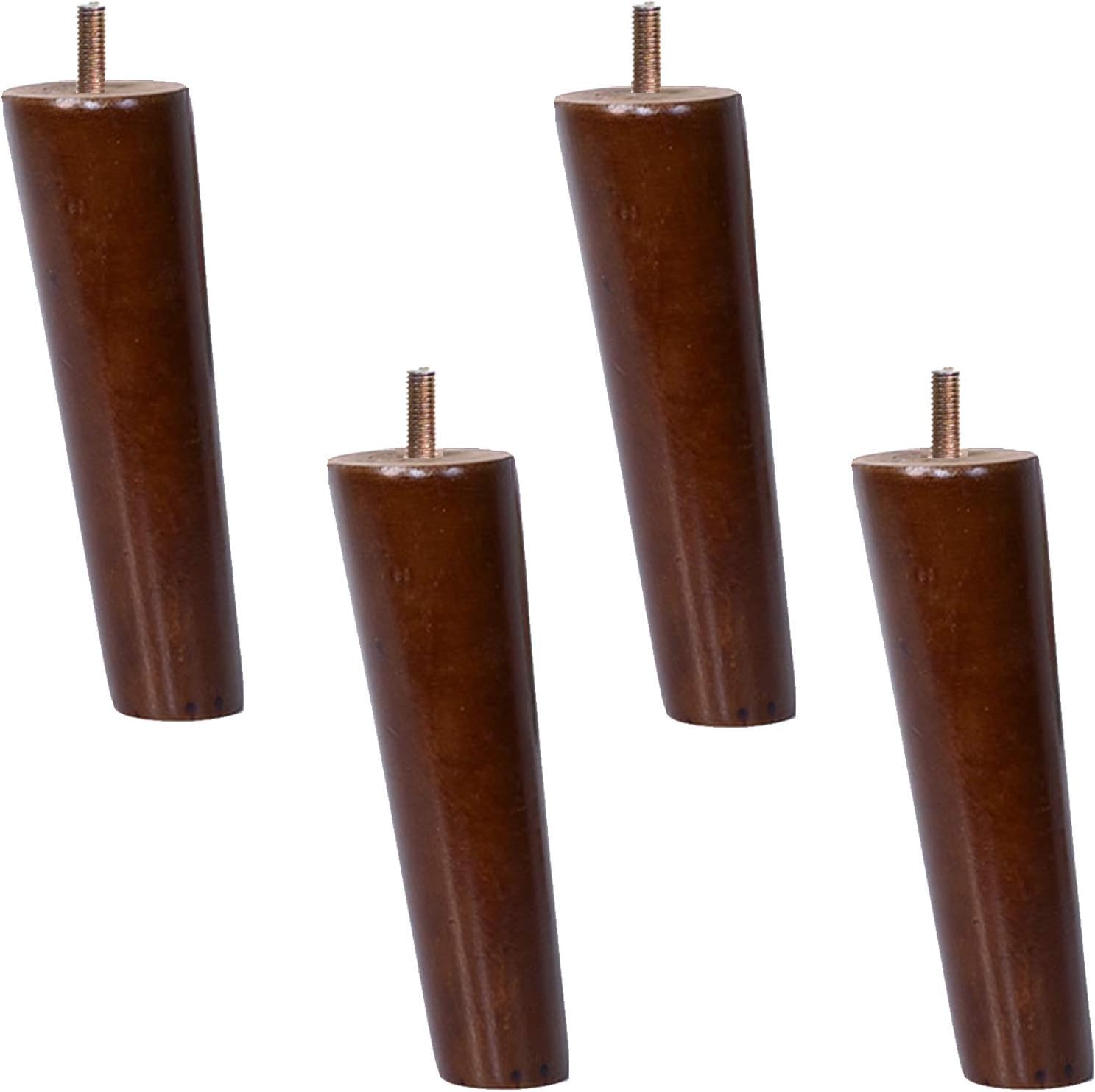 Rhllvj Brownoblique Solid Wood Furniture Legs, 4 Piece Solid Wood Tapered Replacement Foot, Rubberwood Table Legs With M6 Bolts, Walnut Colour (Straight 60Cm/23.6In)(,20Cm/7.9Inch)