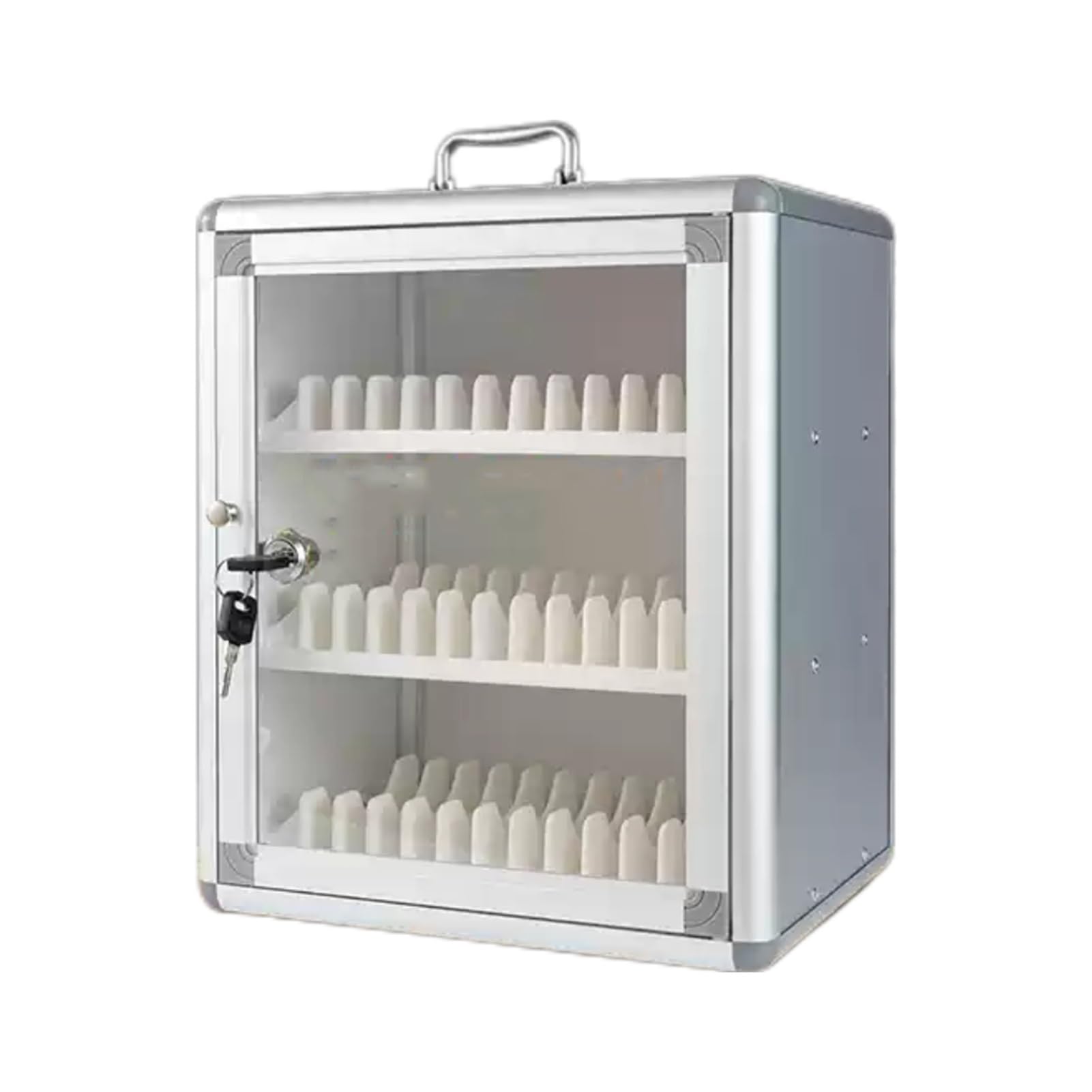 Mobile Phone Storage Cabinet Transparent Mobile Phone Storage Cabinet Aluminum Alloy Mobile Phone Storage Cabinet,Stable Structure with Lock and Key Portable,Suitable for School Factory Office(36 grid