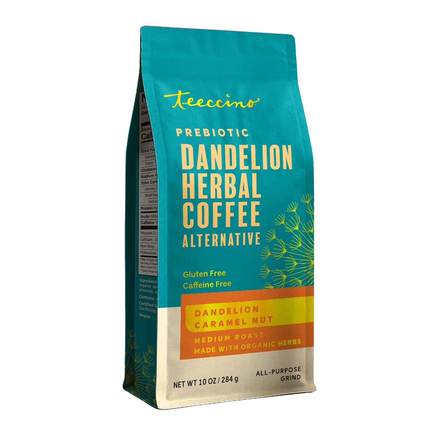 Teeccino - Medium Roast Caffeine Free Dandelion Coffee Caramel Nut - 10 oz.