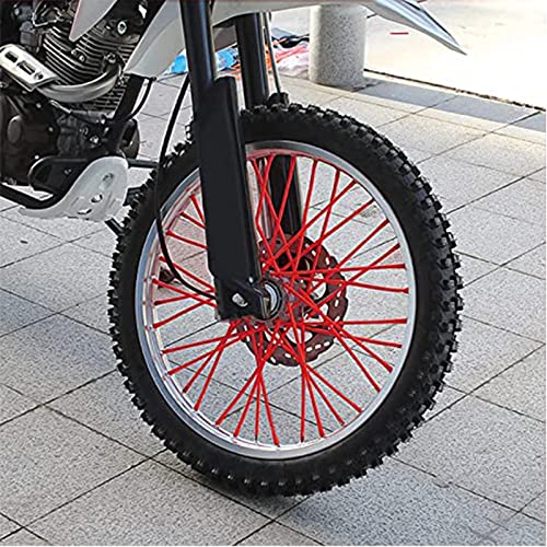 Image of 72 PCS Universal Spoke Skins Motorcycle Dirt Bikes Colorful Protective Trim Wrap Cover Wheel Guard for Yamaha Kawasaki Suzuki(Red)