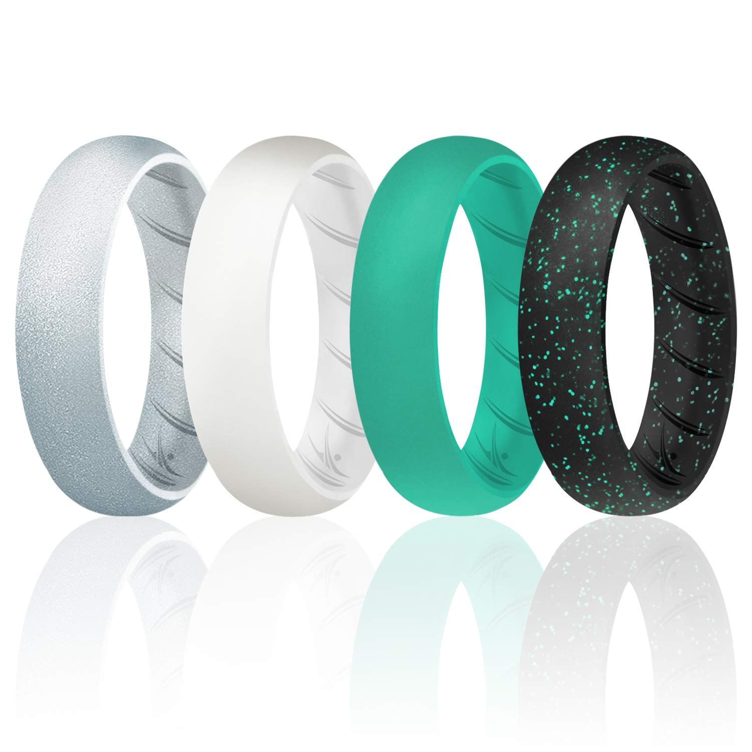 ROQ Silicone Rings for Women Breathable Silicone Rings Bands - Comfort Fit Silicone Wedding Ring for Women - Medical Grade Silicone Rubber Band - Unique Women's Silicone Wedding Ring