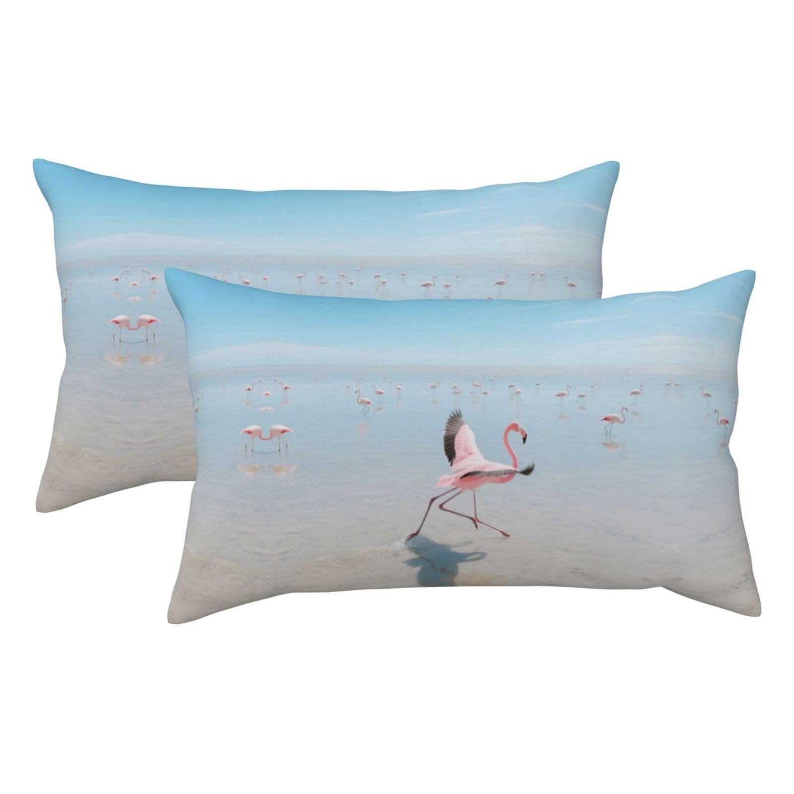 Flamingos Luxury King Pillowcases Set of 2, Plush Velvet Feel Pillow Covers with Hidden Zipper, Skin & Hair Friendly, 20x36 Inches Pillow Cases for Sleeping Gift