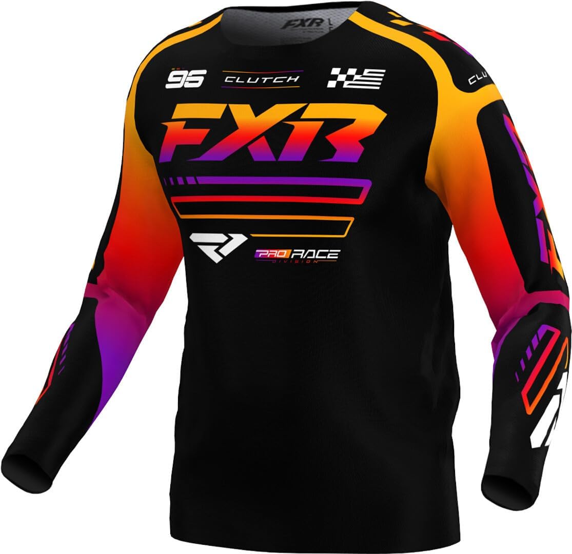 Clutch MX Jersey Soft Moisture-Wicking Drop Tail Design Black/Spectrum - X-Large