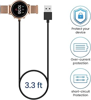 Compatible with Citizen CZ Smart Watch Charger, 3.3ft Rapid Charging Cable Magnetic Charger Dock for Citizen CZ Smartwatch (Black)