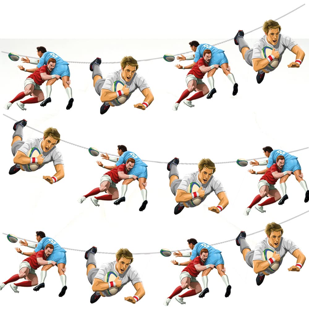Rugby Players Mix Bunting Party Decorations - 12pcs / 2.5m Ribbon