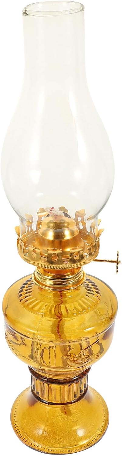 VILLCASE Vintage Transparent Glass Oil Lamp Thickened Windproof Kerosene Lantern for Indoor Use Home Decoration and Desktop Adornment with High Light Transmission