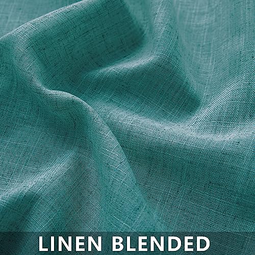 Teal Curtains 63 Inch Length 2 Panel Set, Summer Ocean Coastal Beach Decor Semi Sheer Light Filtering Linen Curtain Drapes for Living Room Bedroom Kids Room, Teal Blue Green, Cortinas Color Turquesa by Mrs.Naturall - Used condition - Image 3