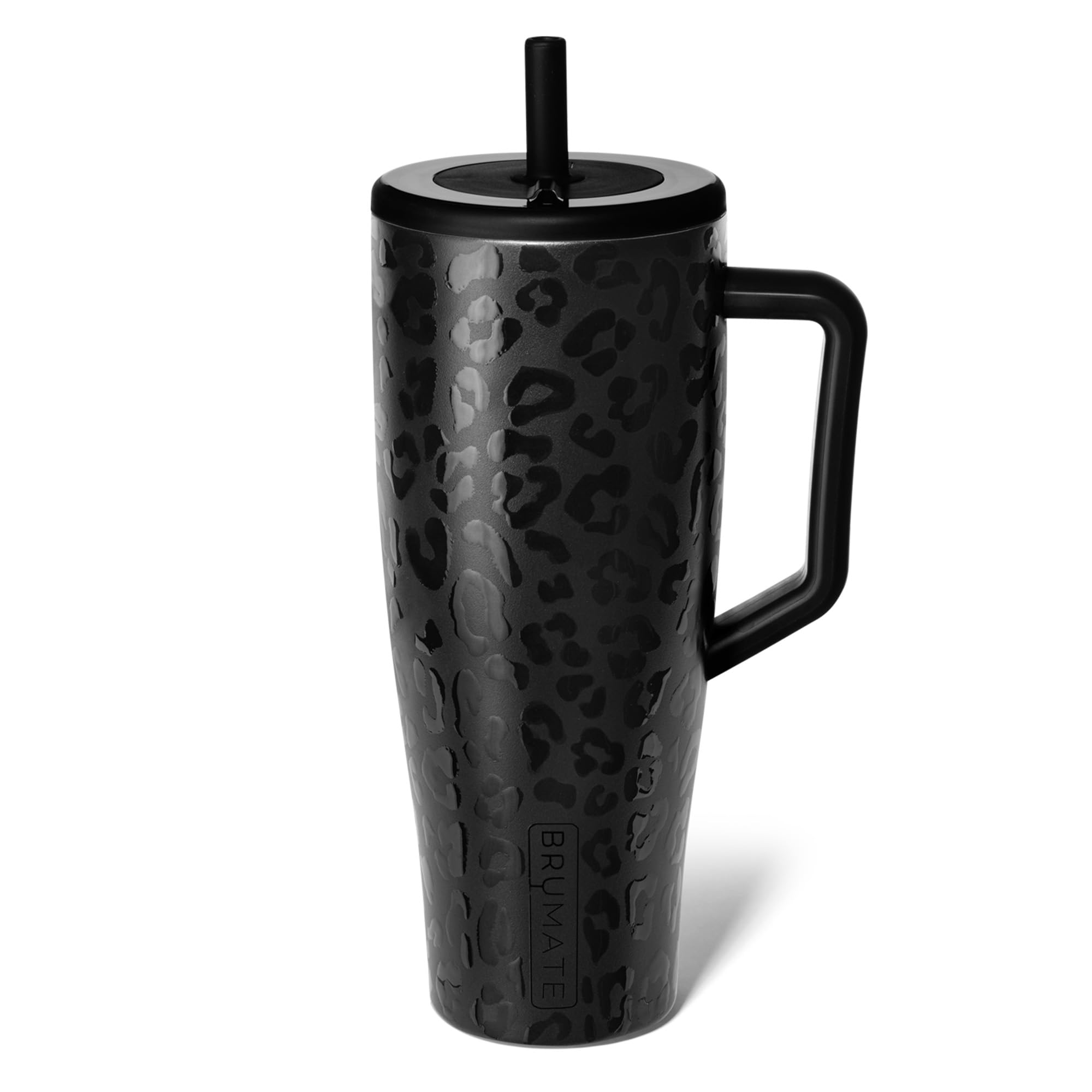 BrüMate Era 40 oz Cup with Handle and Straw | 100% Leakproof Insulated Water Bottle Cup with Lid and Flexible SoftSip Straw | Made of Stainless Steel | Cup Holder Friendly | 40 oz (Onyx