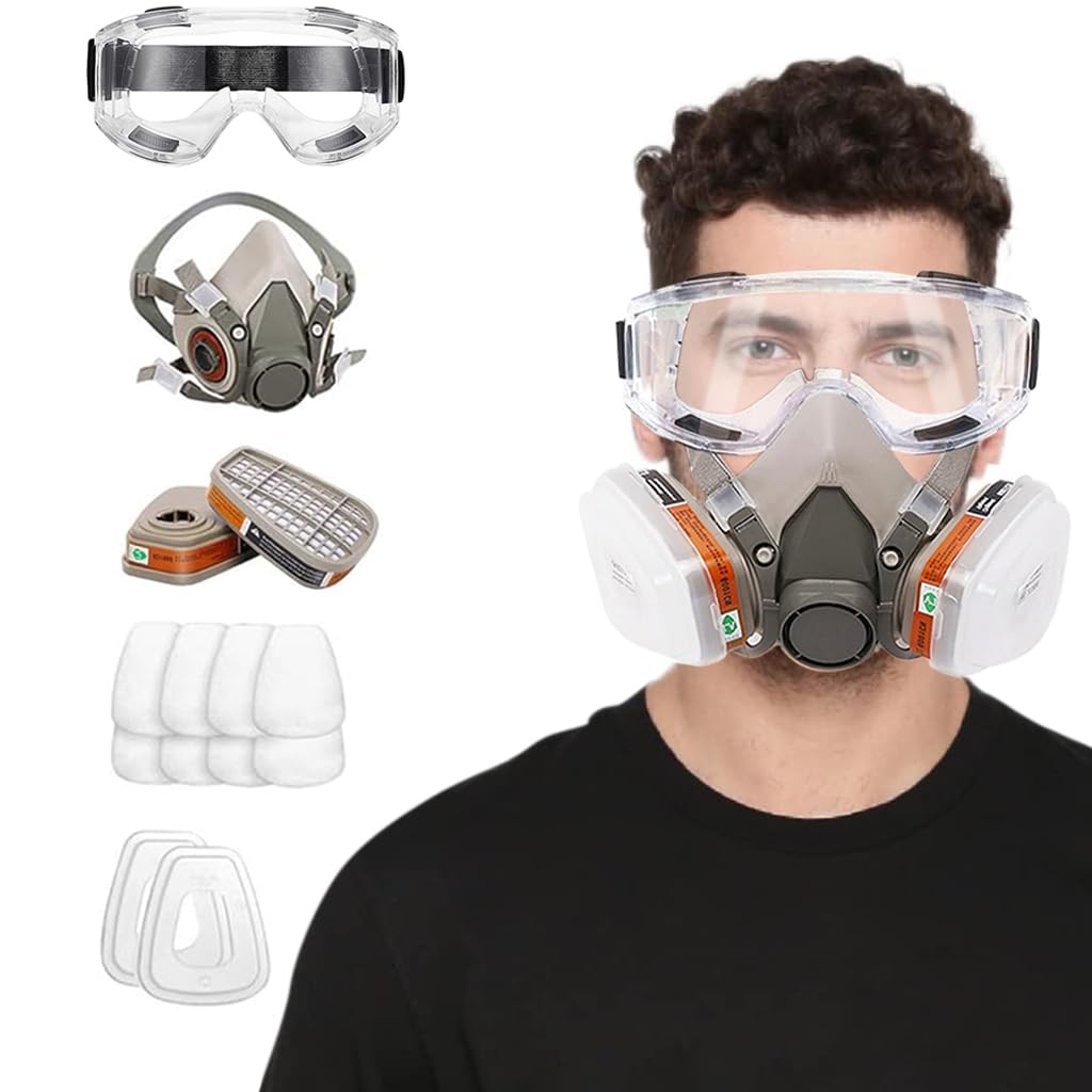 Serplex Gas Mask Set Respirator with Filters and Goggle Activated Carbon Mask Gas Mask Paint Respirator for Epoxy Resin, Wall Painting, Welding, Polishing, Spraying, Mold Removal, Construction (B0CJY675GZ) Amazon Price History, Amazon Price Tracker