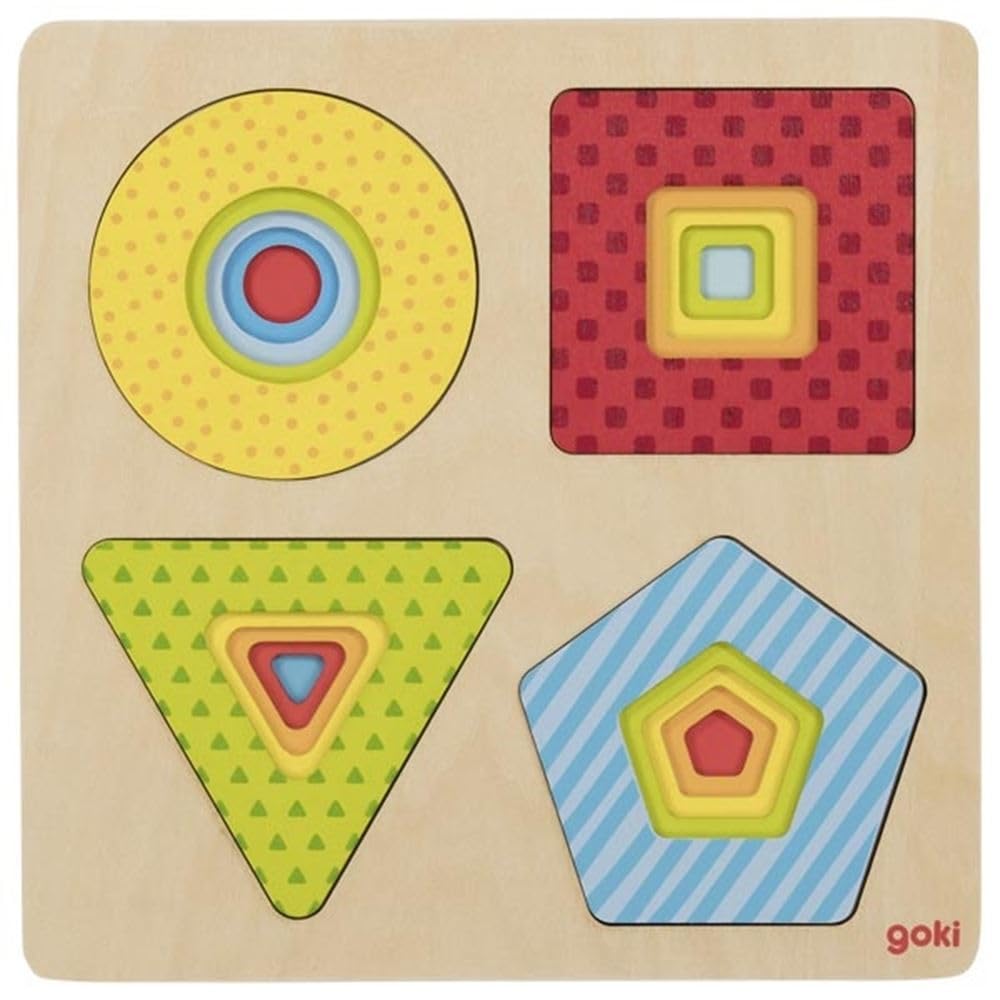 Goki 57705 Layer Puzzle Geometrical Shapes, Multicoloured