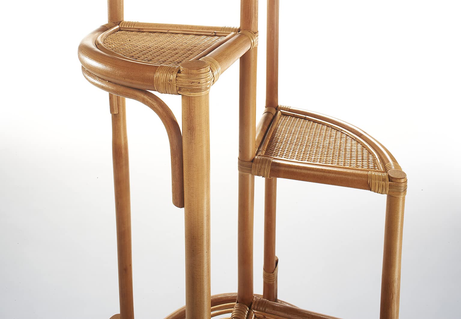 Kobolo Blumenregal Blumenhocker Pflanzenständer Regal aus Rattan - Natur - für 4 Töpfe
