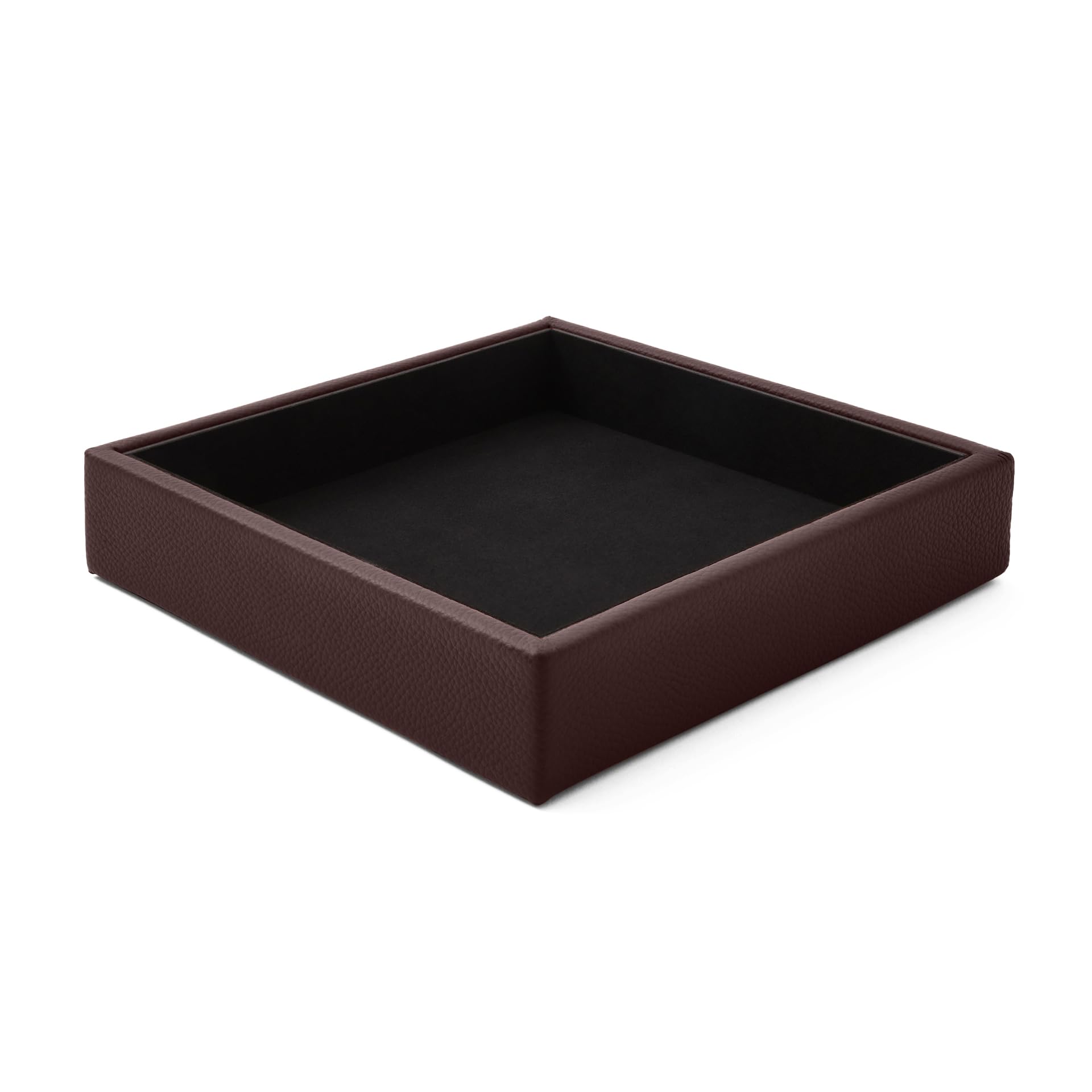 Eglooh - Atena taca Valet Tray z prawdziwej skóry, ciemnobrązowa, organizer na biurko z nowoczesnym designem, taca do przechowywania kluczy, monet, biżuterii, cm 16,5 x 16,5 cm, wyprodukowano we Włoszech