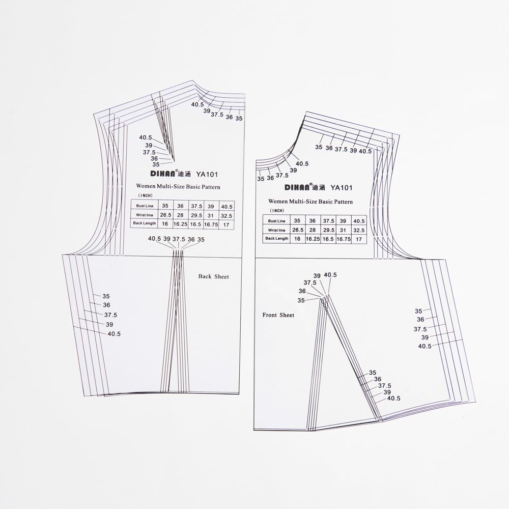 Dihan Transparent #Ya101 Multi Size Plastic Woman's Basic Garment Pattern Block Making Ruler Sewing Ruler Quilting Rulers Garment Ruler Cutting Ruler (Ya101)