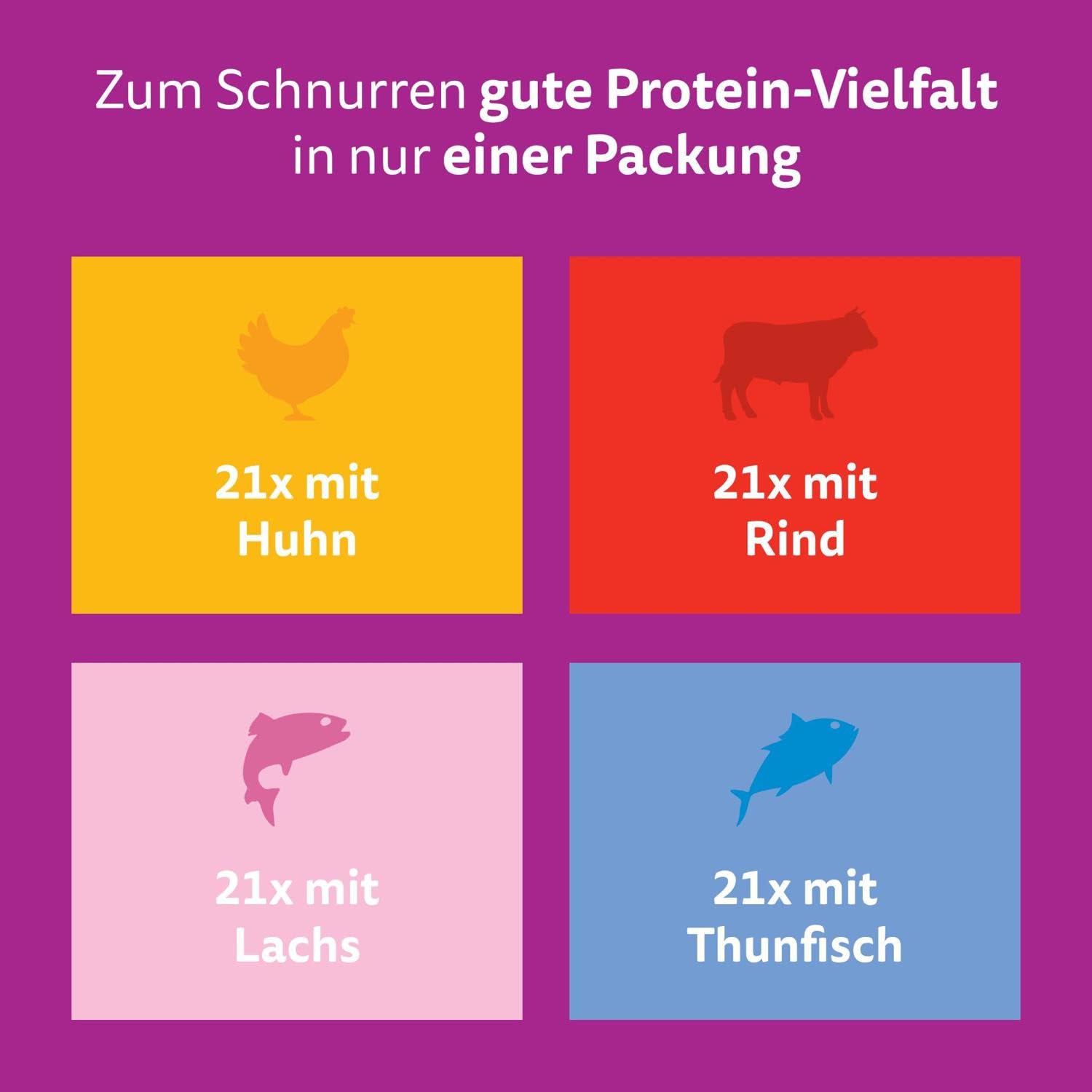 Whiskas Adult 1+ Katzennassfutter Gemischte Auswahl in Gelee, 84 Portionsbeutel, 84x85g (1 Großpackung) – Hochwertiges Katzenfutter nass, für ausgewachsene Katzen