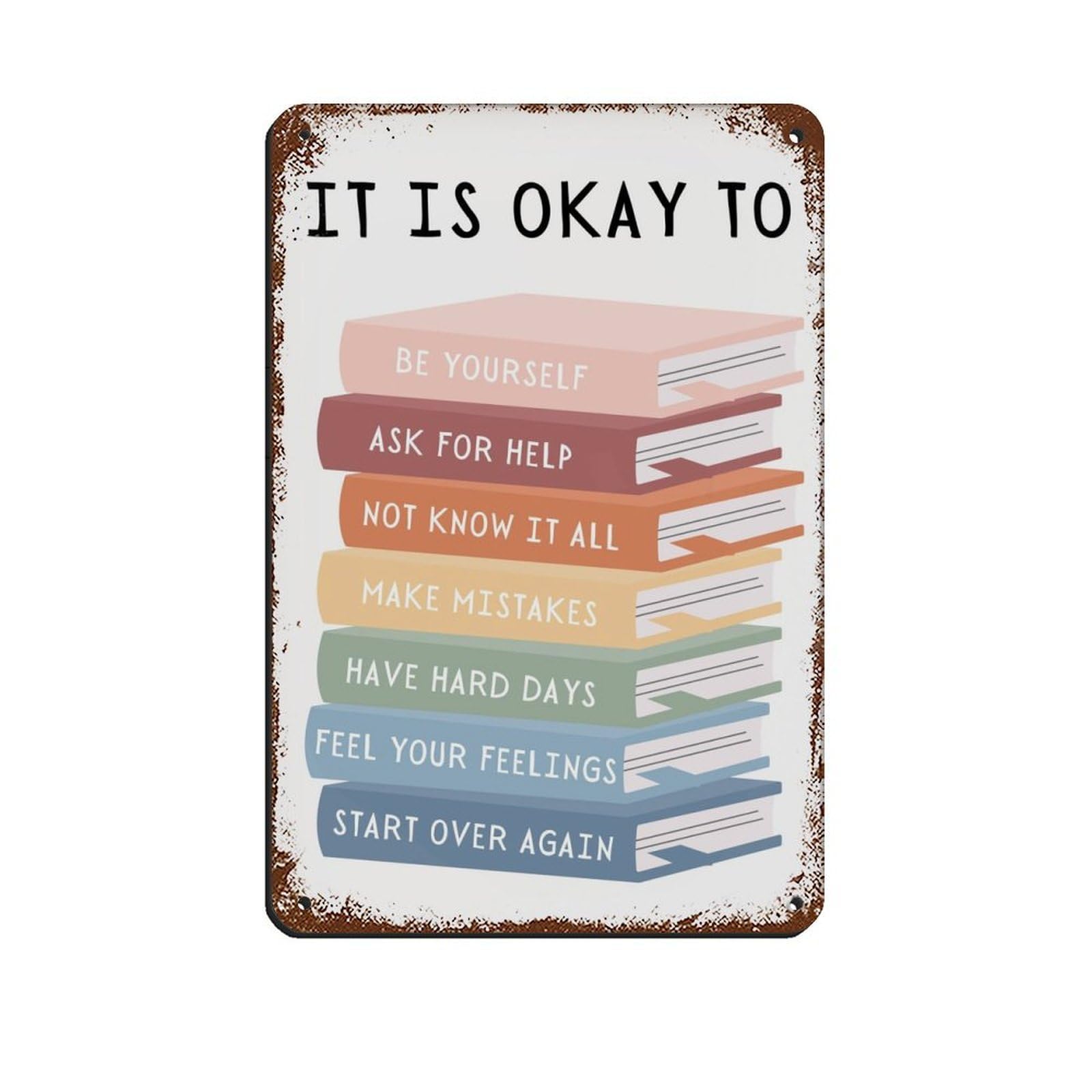 Lxwnze 20L X 30W Cm It's Okay To Not Be Okay Poster (3) Tin Sign Vintage Metal Pub Club Cafe Bar Home Wall Art Decoration Poster Retro 8X12inch(20X30cm)