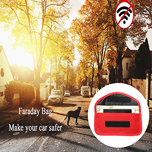 Image of Faraday Bag for Phones (2 Pack, Large) - RFID Blocking Pouch Cage Case, Key Fob Protector, Signal Blocking for Cell Phone Privacy Protection, Car Key FOB, RFID Card Protector (Red)