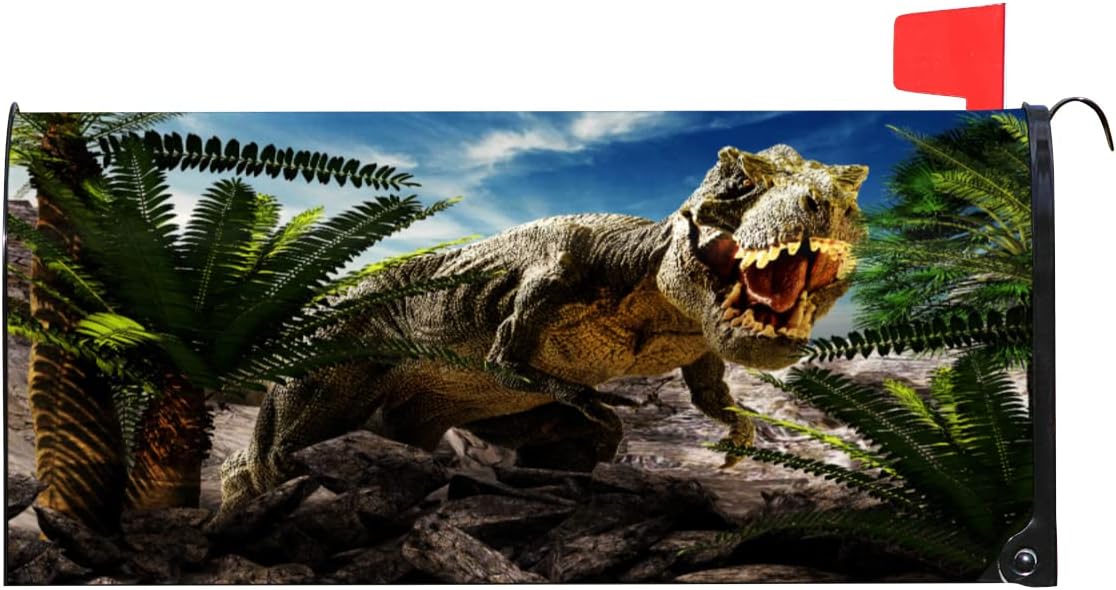 QsirBC Dinosaurs Cool Mailbox Covers Magnetic Standard Size 20.8 X 18 Mailbox Cover Mailbox Wraps Post Letter for Outside Home Garden Decorations