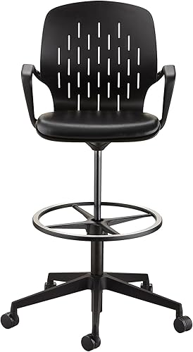 Vista 11 de Safco Metro - Silla de oficina ergonómica, altura extendida, ajustable con base giratoria, acolchada, color negro