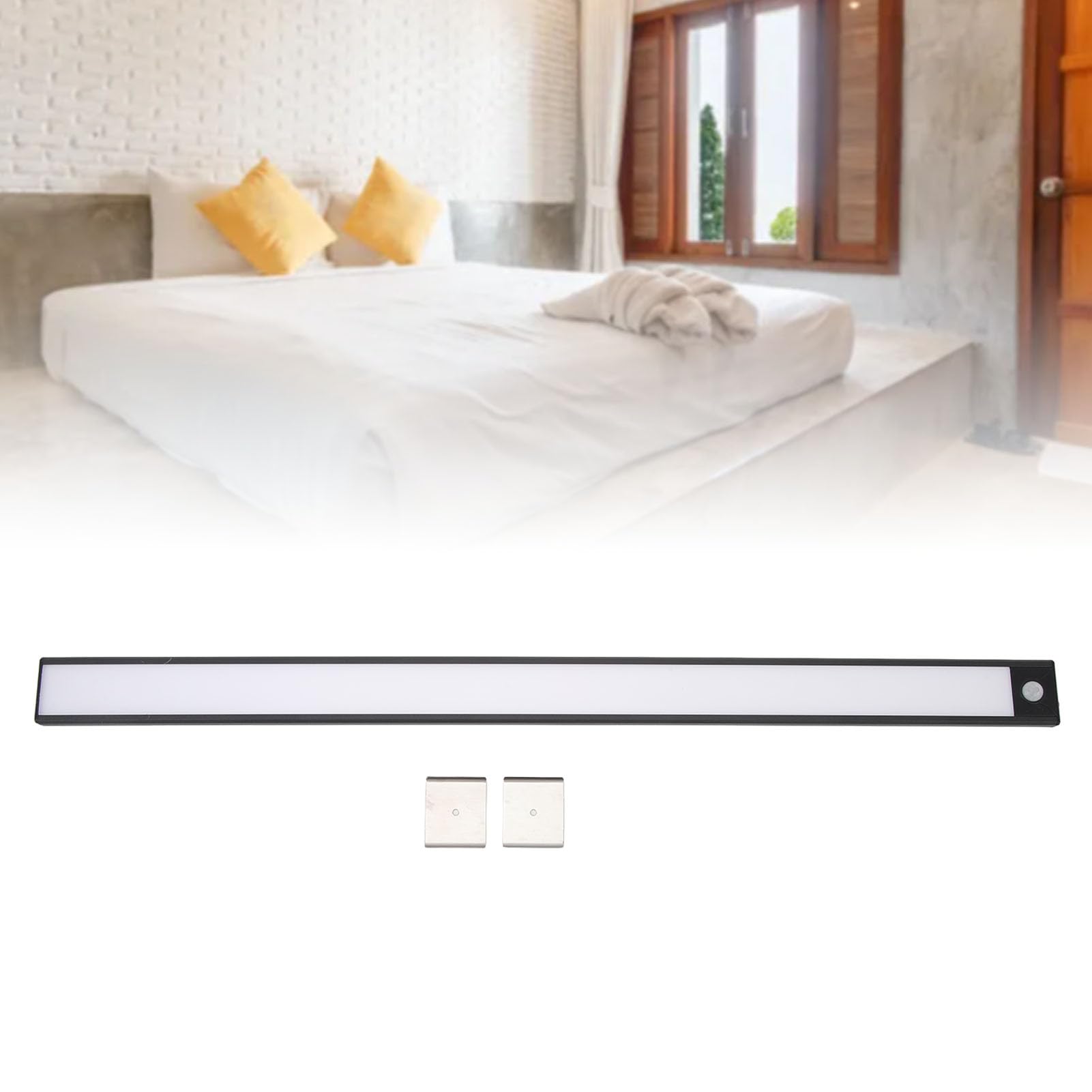 Barra Luminosa con Sensore di Movimento Ricaricabile da 23,6", Luce Magnetica per Armadio a LED da 1500 MAh con Accensione/spegnimento Automatico, Illuminazione da Sottopensile