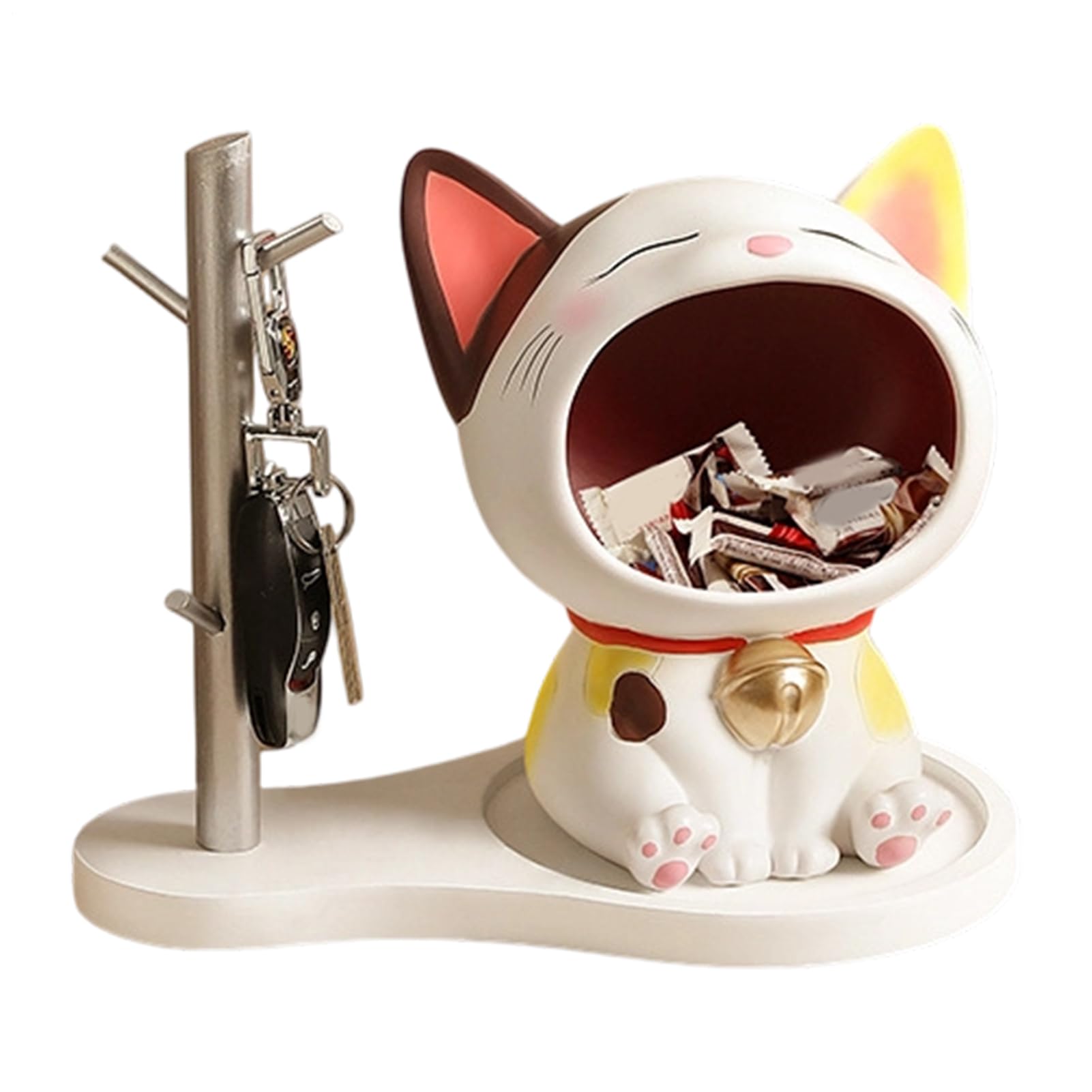 Cuenco Para Caramelos Con Gato Figura De Gato De Pie Estatuilla Escultura | Cuenco Decorativo Para Llaves Y Dulces Decoración Para Entrada, Sala De Estar, Dormitorio O Estanterías De Gabinete