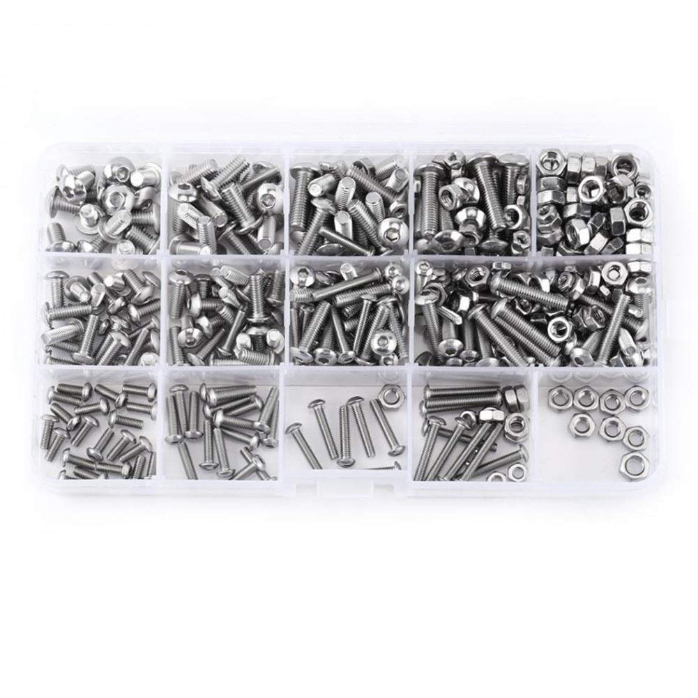 Nägel und Schrauben Kit 440 stücke M3 M4 M5 304 Edelstahl Sechskant-Buchse-Taste Kopfkappe Reparaturschrauben und Nüsse Sechskantschrauben Sortiment Kit Haushaltswerkzeug-Set Repair Tool Set für Zuhau