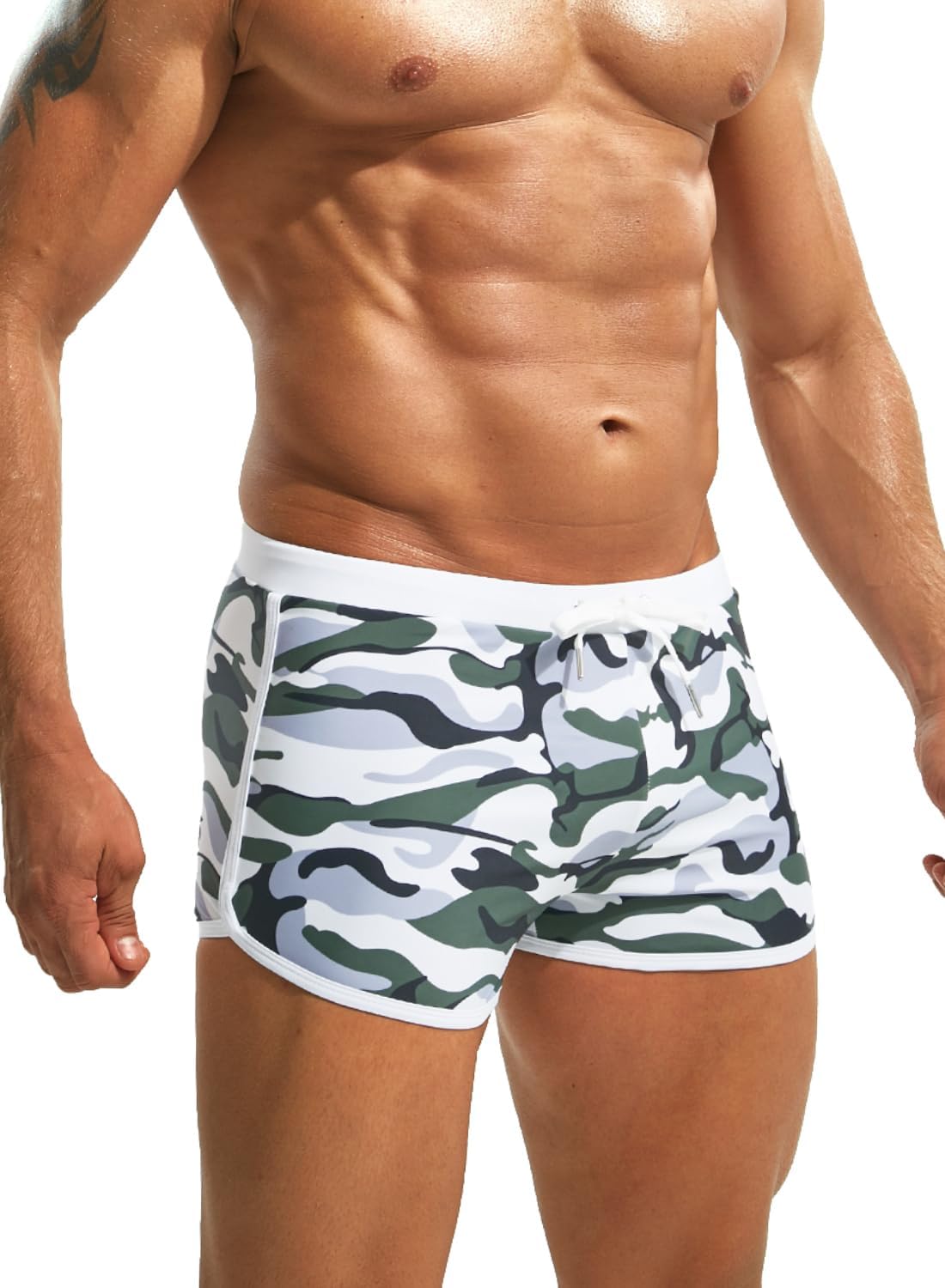 MIZOK Mens Quick Dry Square Leg Swim Shorts Boxer Brief Beach Swimsuit Trunk - Image 2