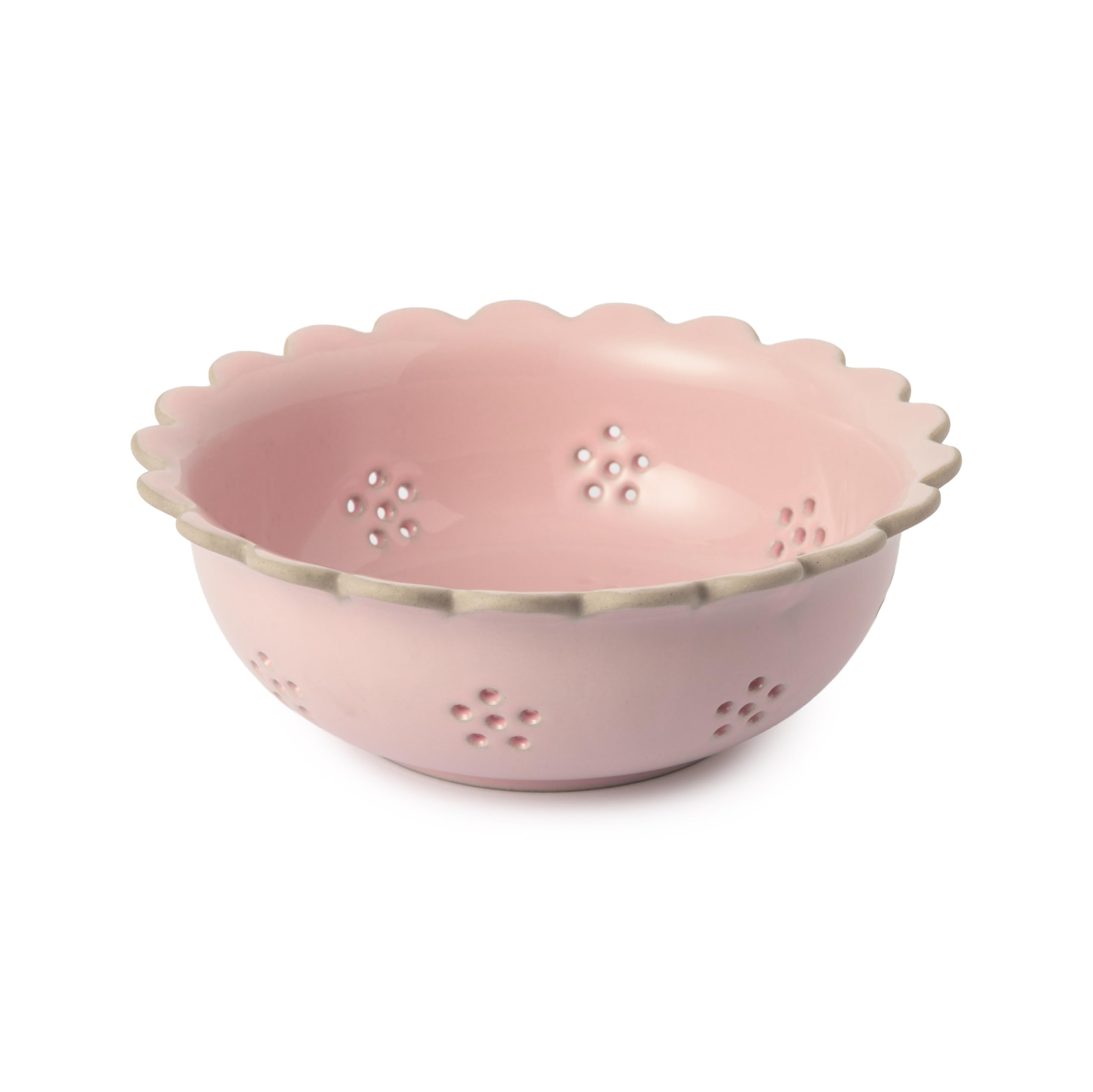 Jamie Oliver Big Love Beautiful Berry Bowl, Pink 20cm Stoneware Colander with Scalloped Edge, Strainer Ideal for Fruit, Pasta and Vegetable, Dishwasher Safe
