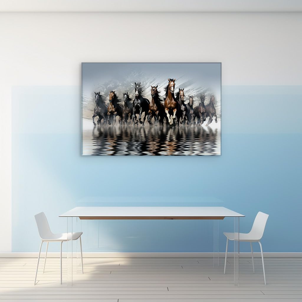 Art Wall: Galloping Horses Emerge From Mist, a Symphony of Freedom and Grace. Interior Decor, Canvas Art Design, Art Apartment Decoration, Office Arts Design. Size: 69x46 cm (27x18 inch)
